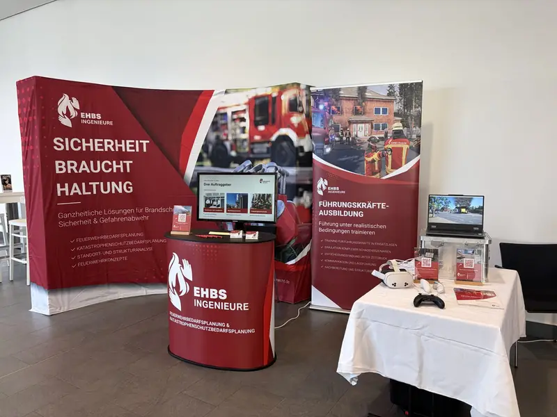 Messestand von EHBS Knecht und EHBS Ingenieure mit dem Claim Sicherheit braucht Haltung